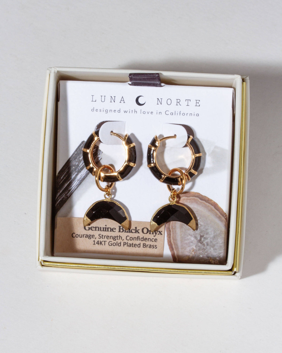 Luna Norte - Night Crescent Charm Huggie Hoops