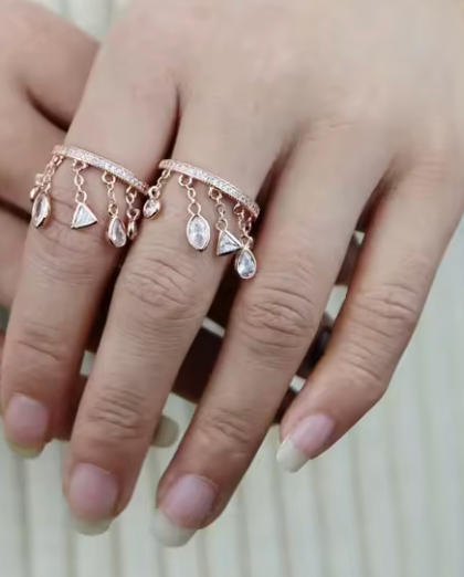 HoopLa - Fringe Ring Band Rose Gold- Cocktail Party Ring