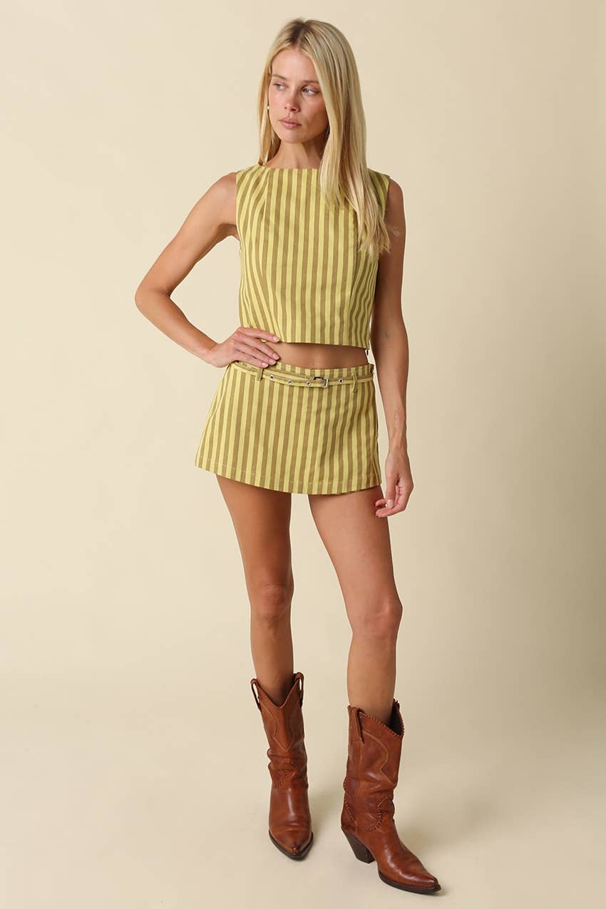 Olivaceous - Amara Stripe Crop Top