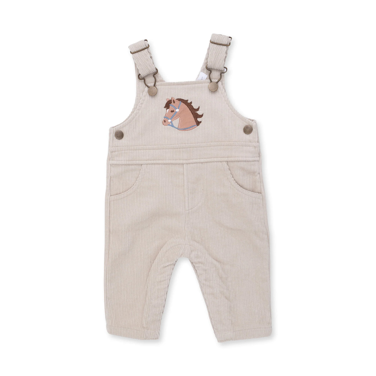 Veiled Pink Corduroy - Uni Old School Overall with Horse Applique