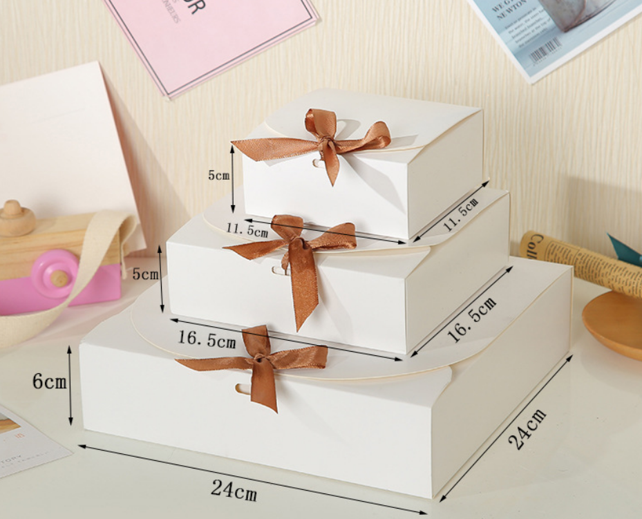 byhome - 25ct. 4.5"x4.5"& 6.5“x6.5”& 9.5“x9.5”  White Ribbon Gift Box