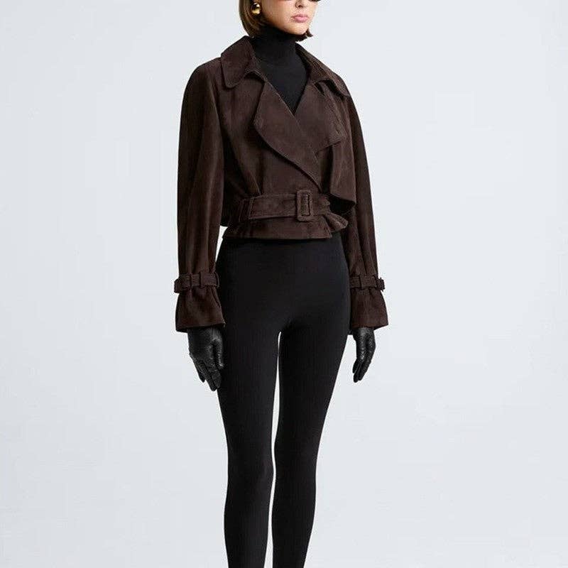 Sheer Trend - Retro Lapel Slim Short Jacket