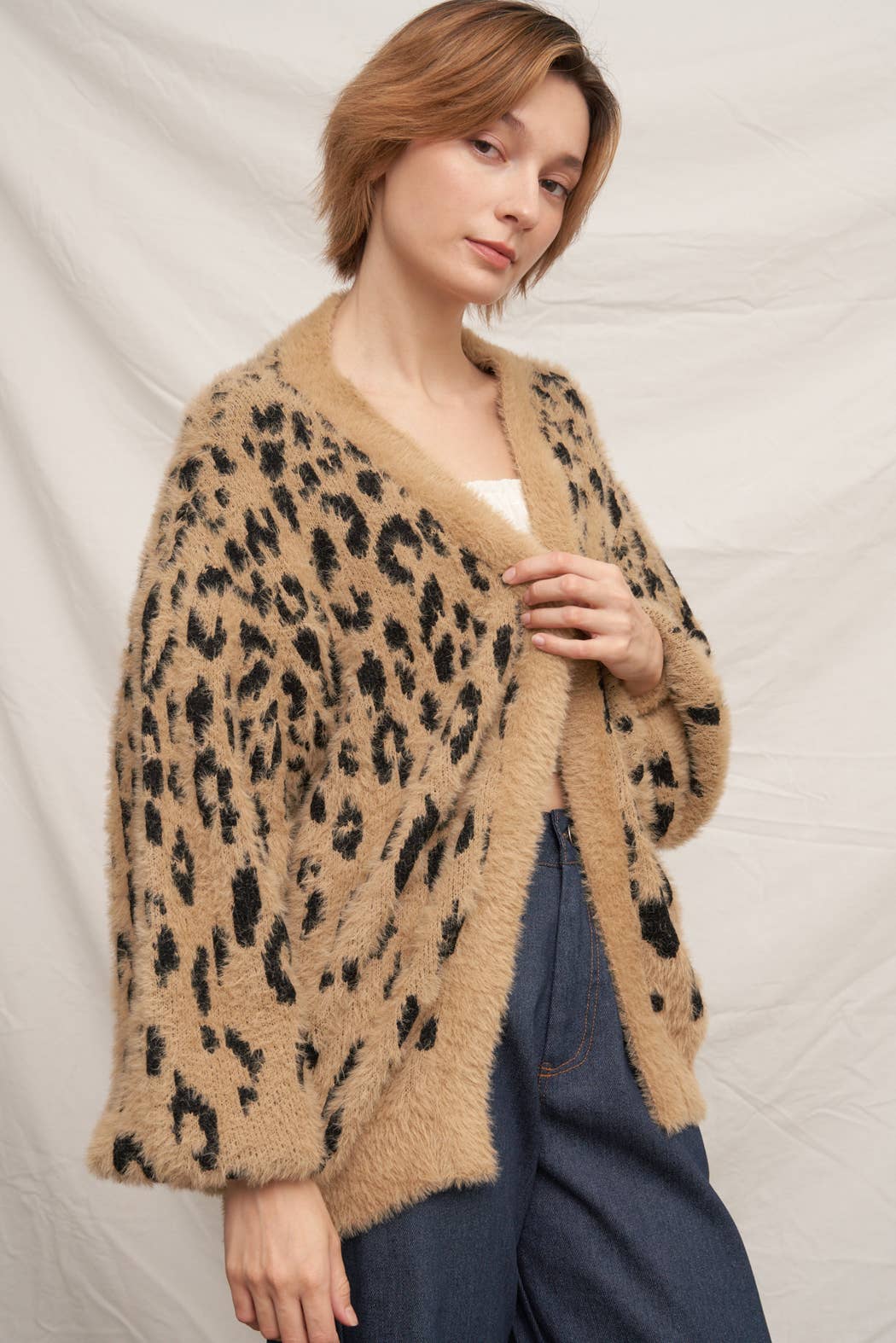 En Crème - Soft Leopard Sweater Cardigan