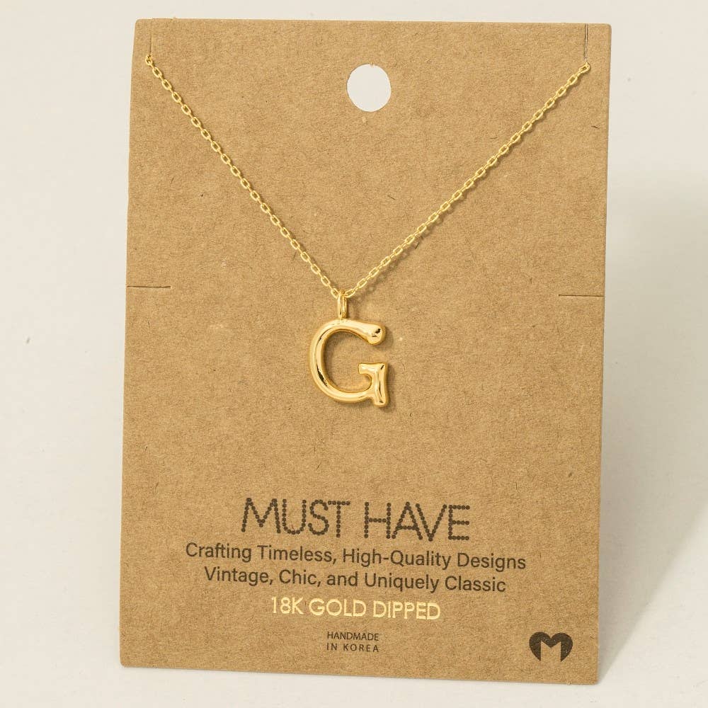 Fame Accessories - Gold Dipped Bubble Letter Pendant Necklace