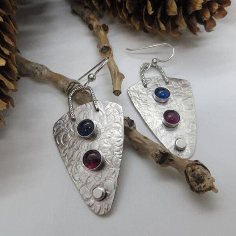 Dipped Shop - Retro Geometric Sparkling Cubic Zirconia Drop Earrings