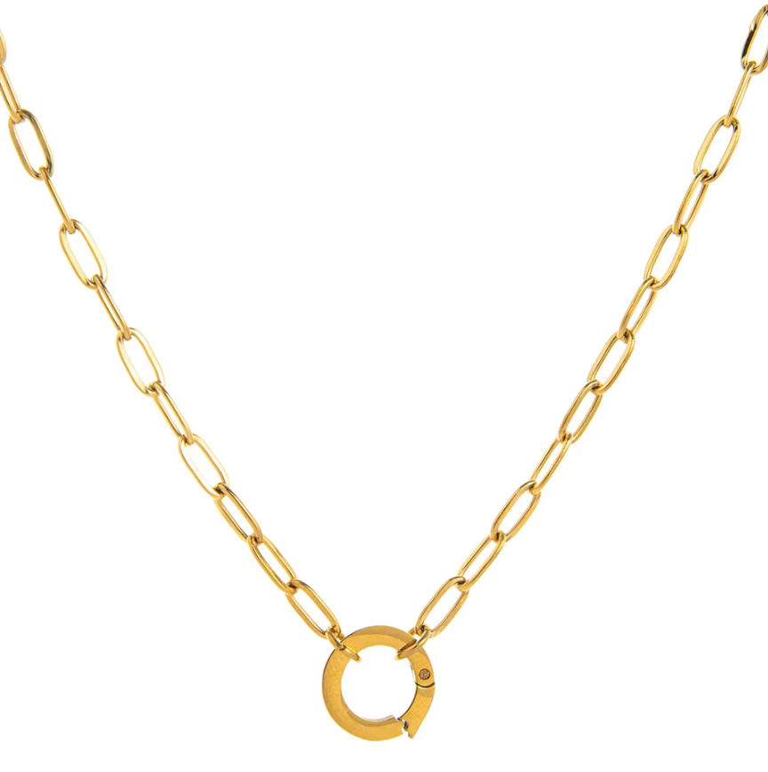 HoopLa - Full Circle Charm Collector Amulet Necklaces 18K PVD Gold 