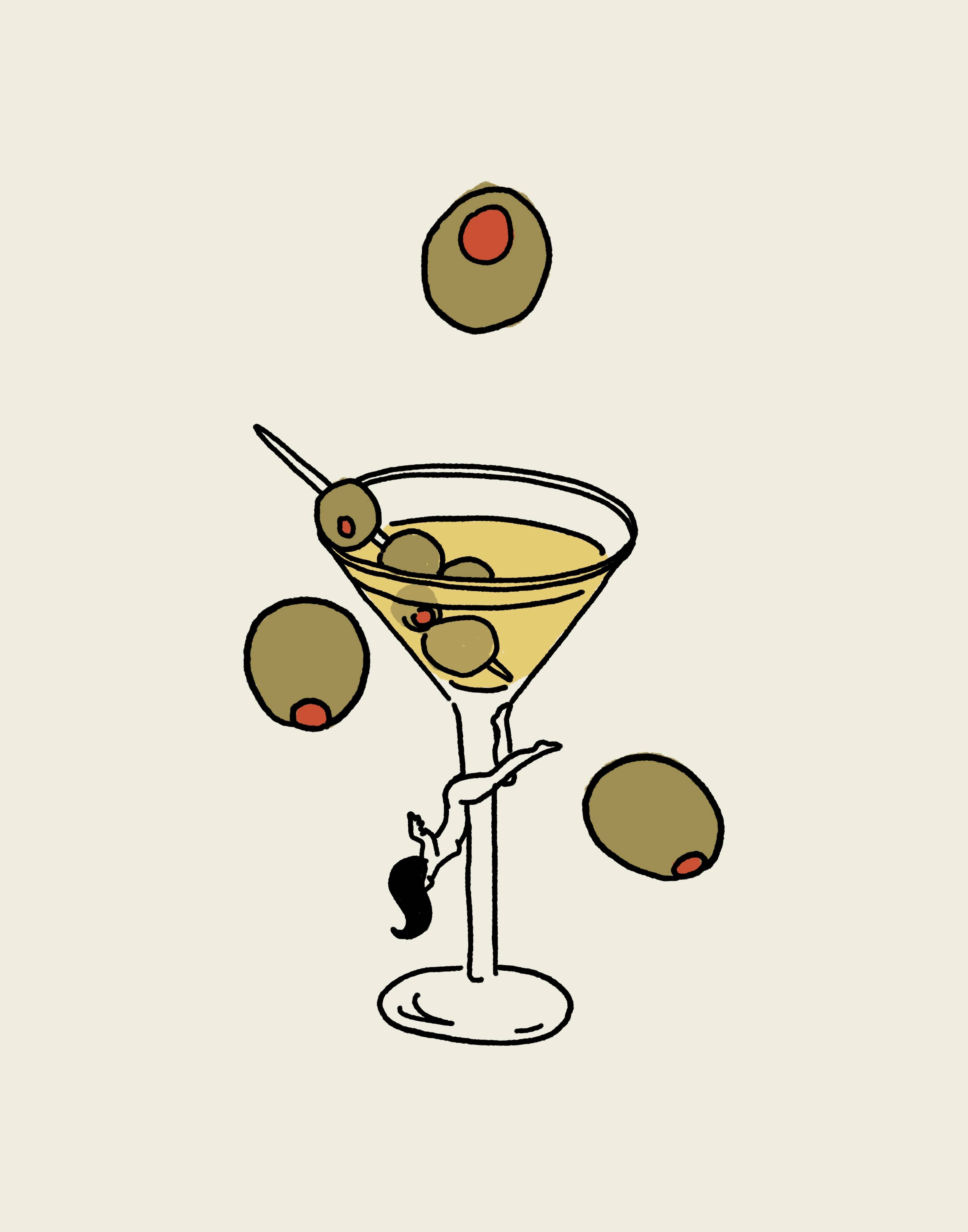 Tumbleweed Design Studio - "Dirty Martini" Wall Art Print Retro Vintage Bar Home Decor