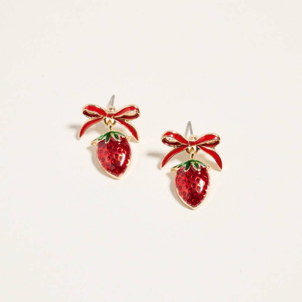 Designature New York - Summer Tropical Fruit Ribbon Bow Post Earrings