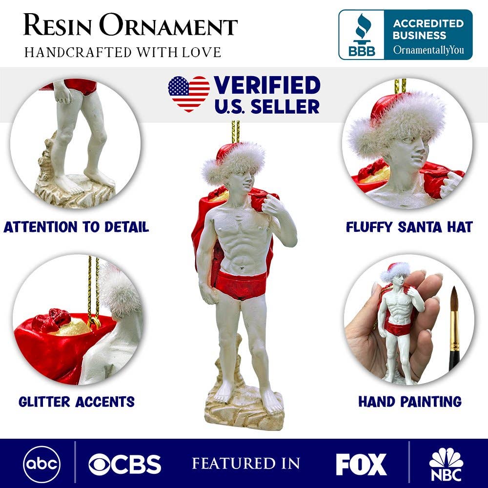 OrnamentallyYou - Festive Statue of David Ornament, Unique Italian Renaissance