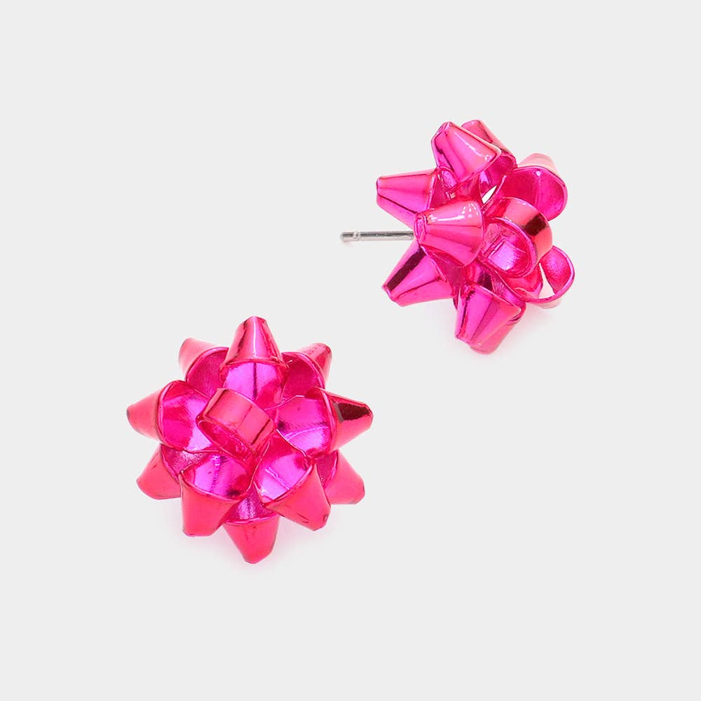 Big Christmas Gift Bow Stud Earrings