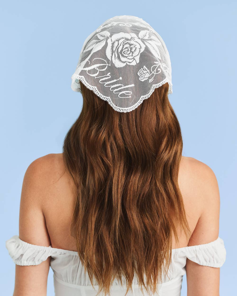 xo, Fetti - Bride Lace Headscarf | white embroidered bridal bachelorette
