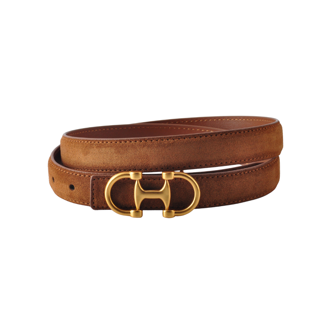 Most Wanted USA - Horsebit Buckle Equestrian Stitched Suede/Napa Leather Belt