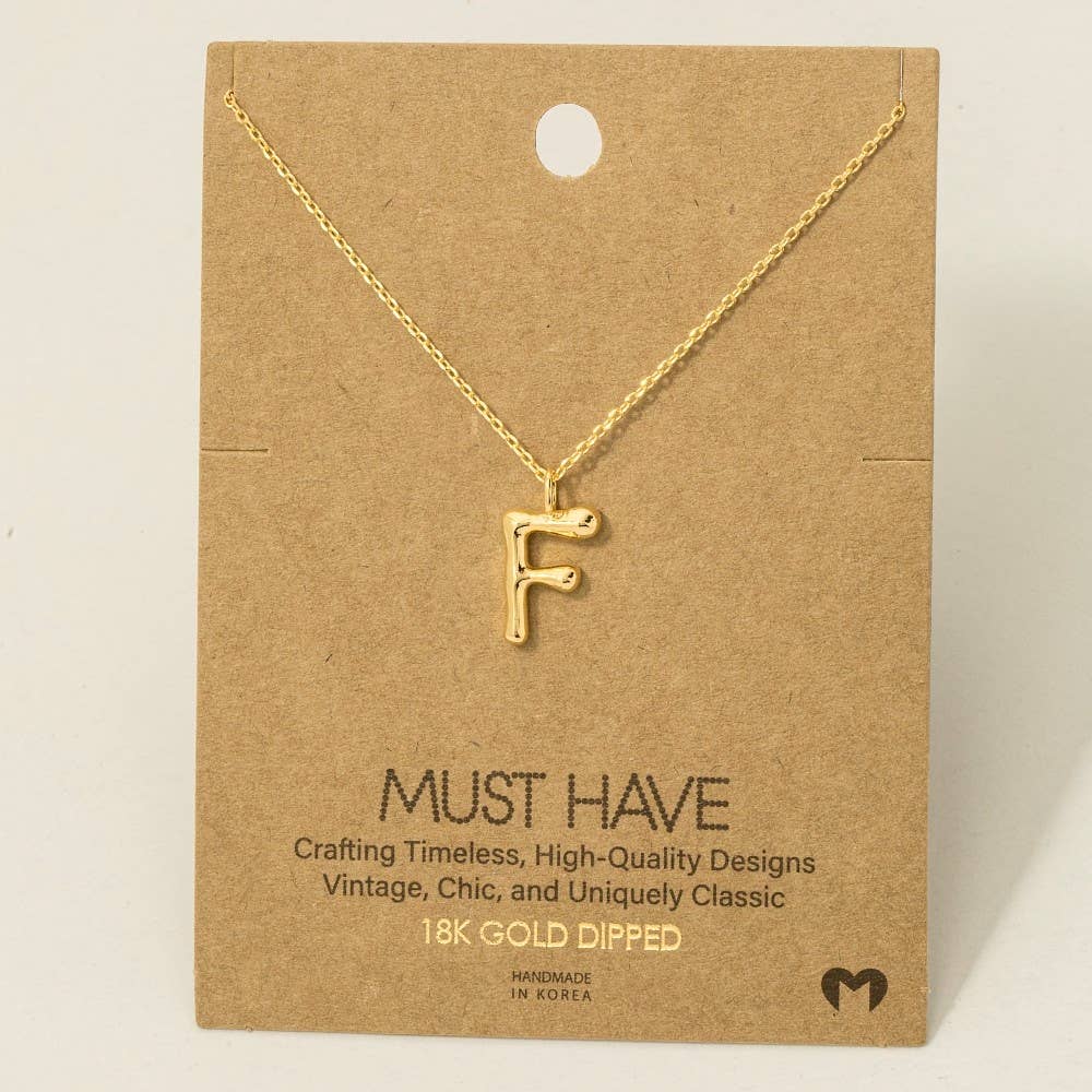 Fame Accessories - Gold Dipped Bubble Letter Pendant Necklace
