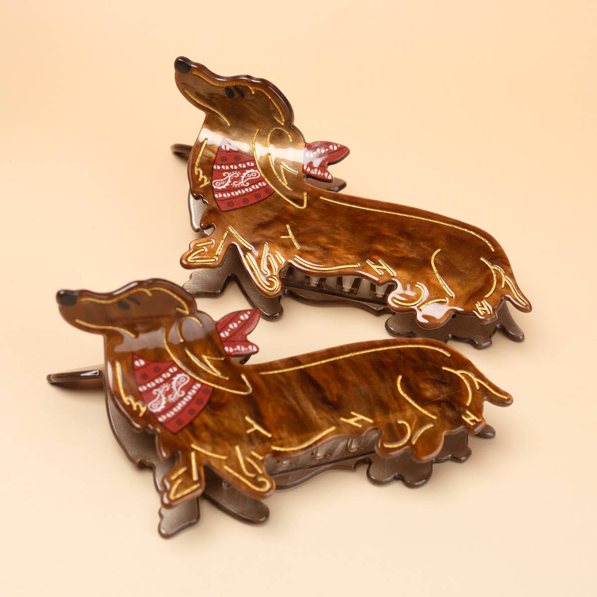 SoapElenGlen - Bandana Adorned Dachshund Hair Claw Clip