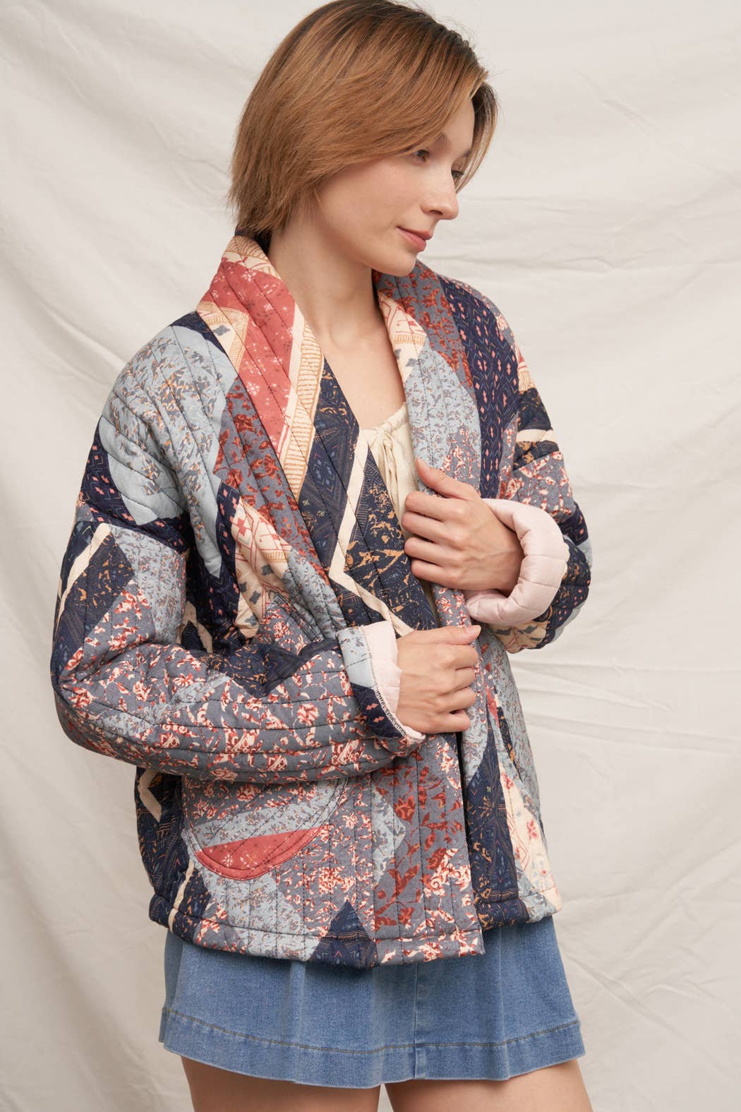 En Crème - Multi Print Quilted Jacket