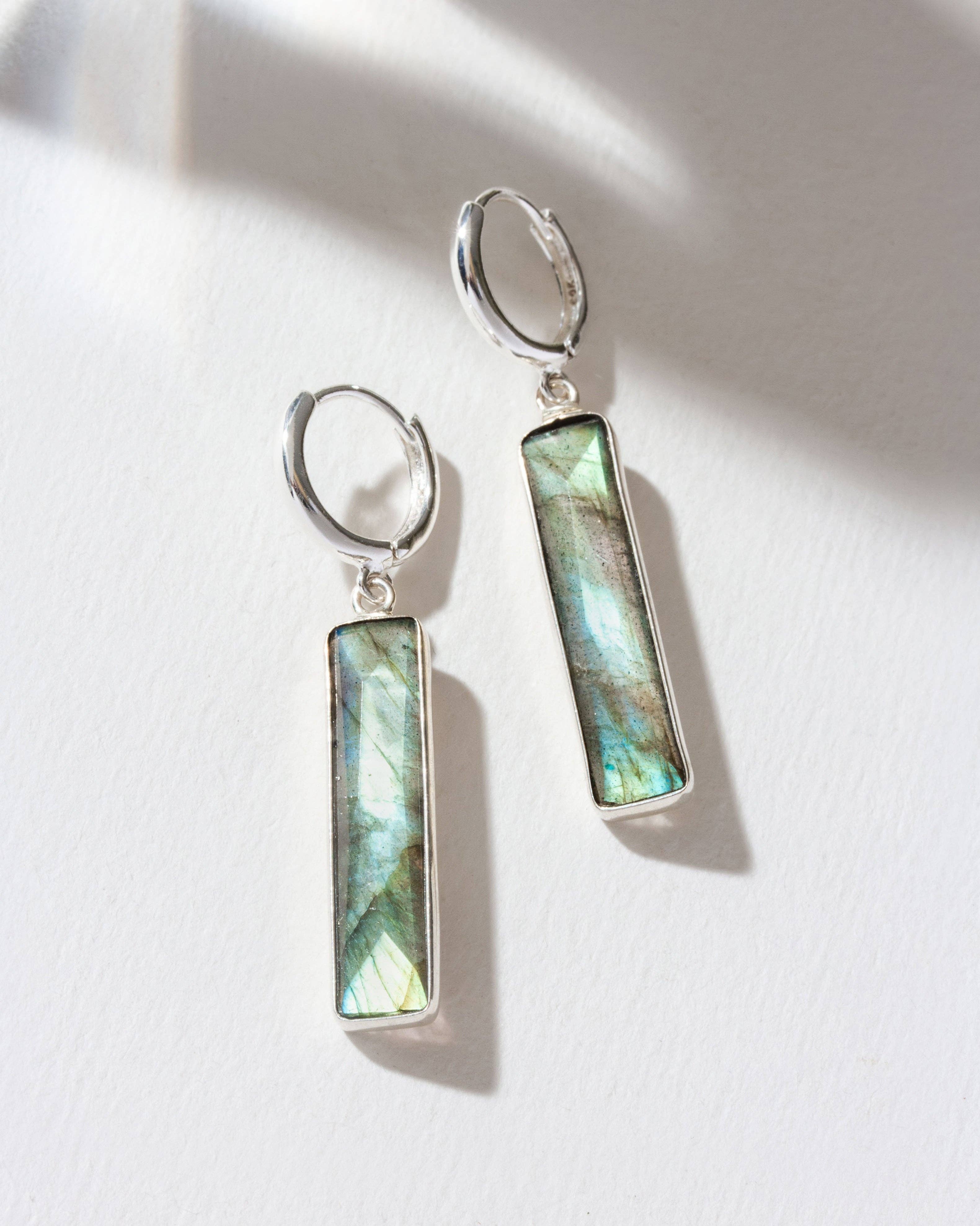 Luna Norte - Gemstone Beam Huggie Hoop Earring