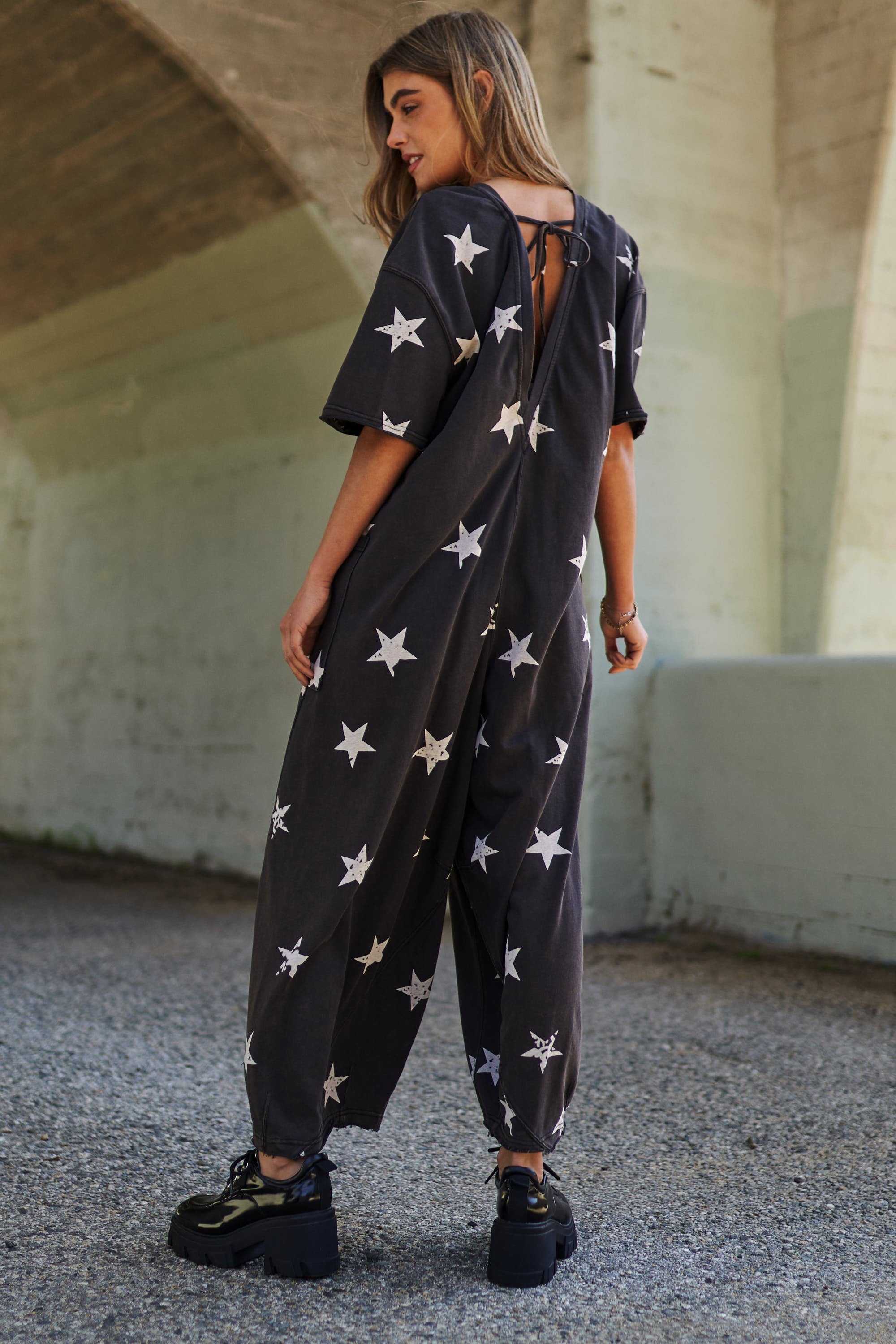 Star print washed Jumpsuit