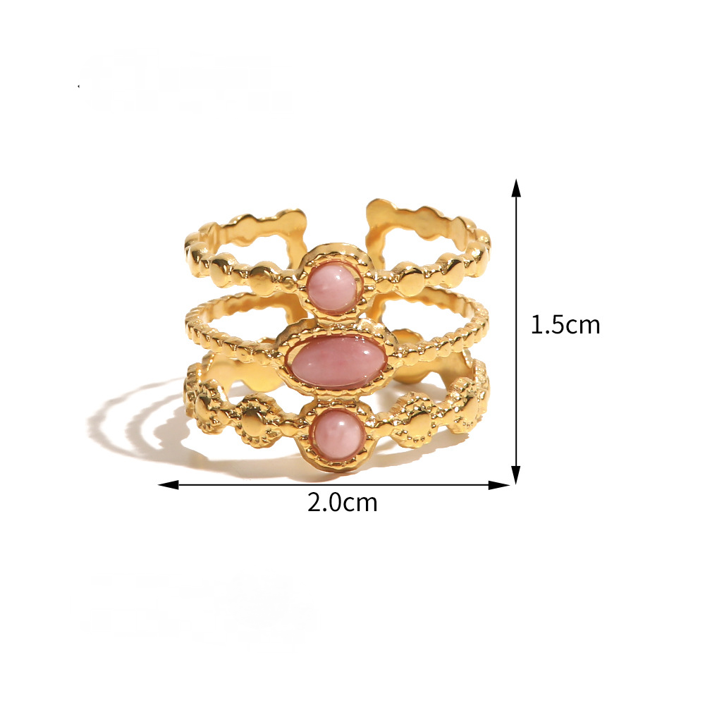 Mio Queena - 18K Gold-plated Stainless Steel Inlaid Stone Rings - FGS/CS