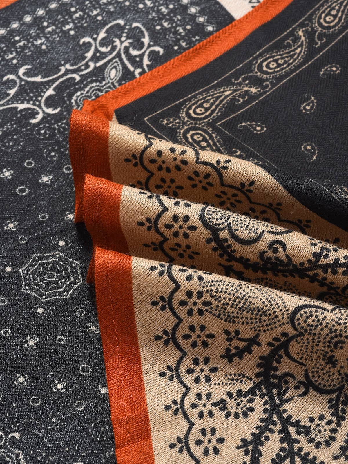 Funkyrel® Atzbranding Limited - Scarvii - Navy Blue Boho Floral Printed Scarf