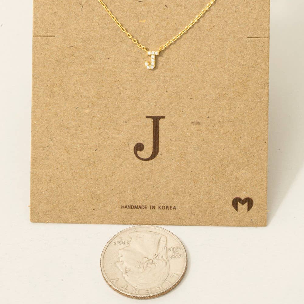 Fame Accessories - Mini Rhinestone Initial Necklace