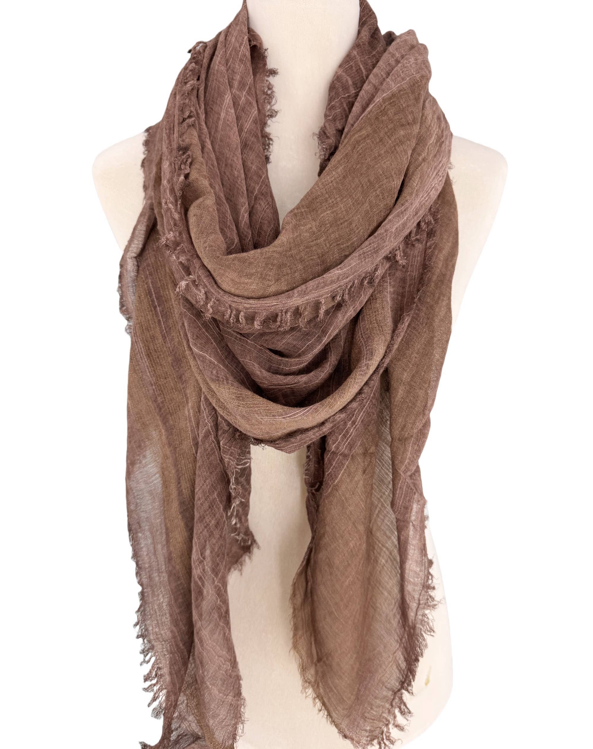 Classic Vintage Stonewash Stripe-Trimmed Scarf