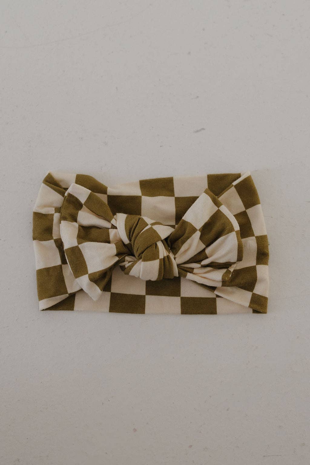 Forever French Baby - Bamboo Head Wrap | Olive Checkerboard