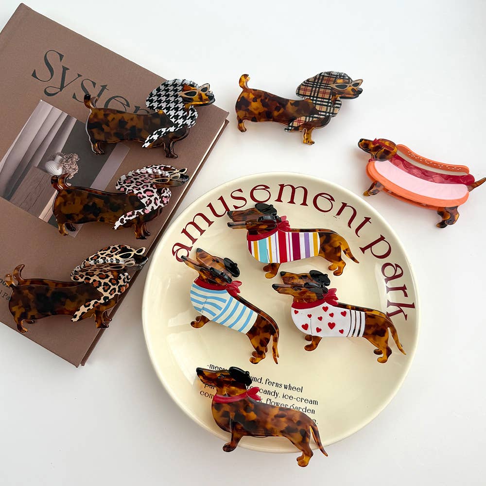 SoapElenGlen - Whimsical Dachshund in Outfits Hair Claws