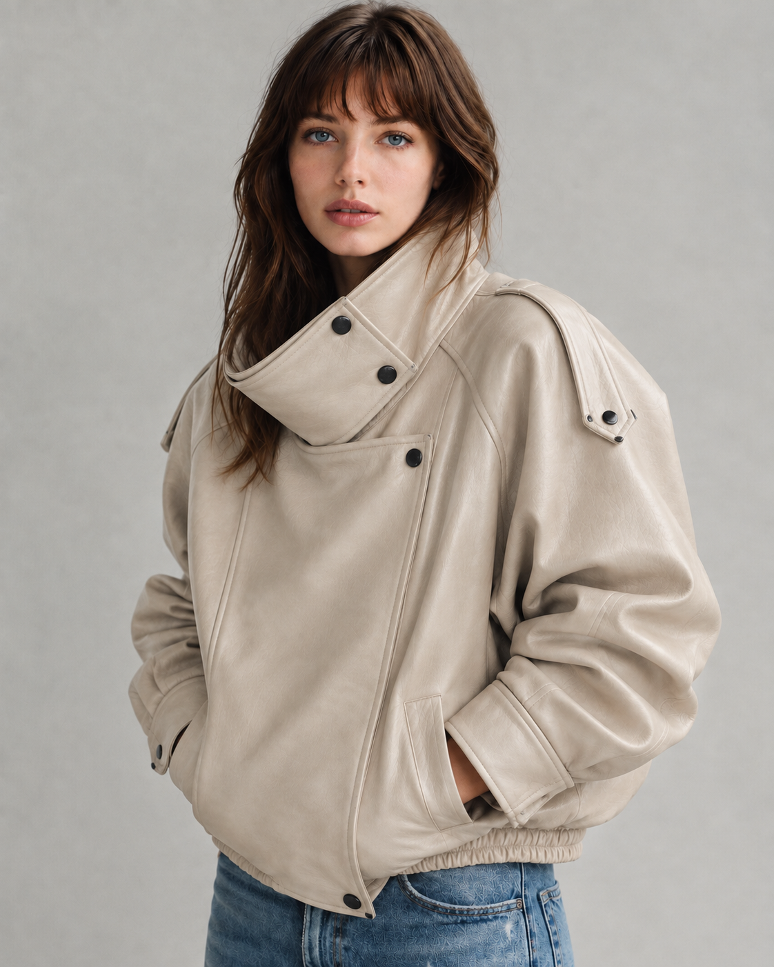 J LINE | LUZINA - OVERSIZED LEATHER BIKER JACKET