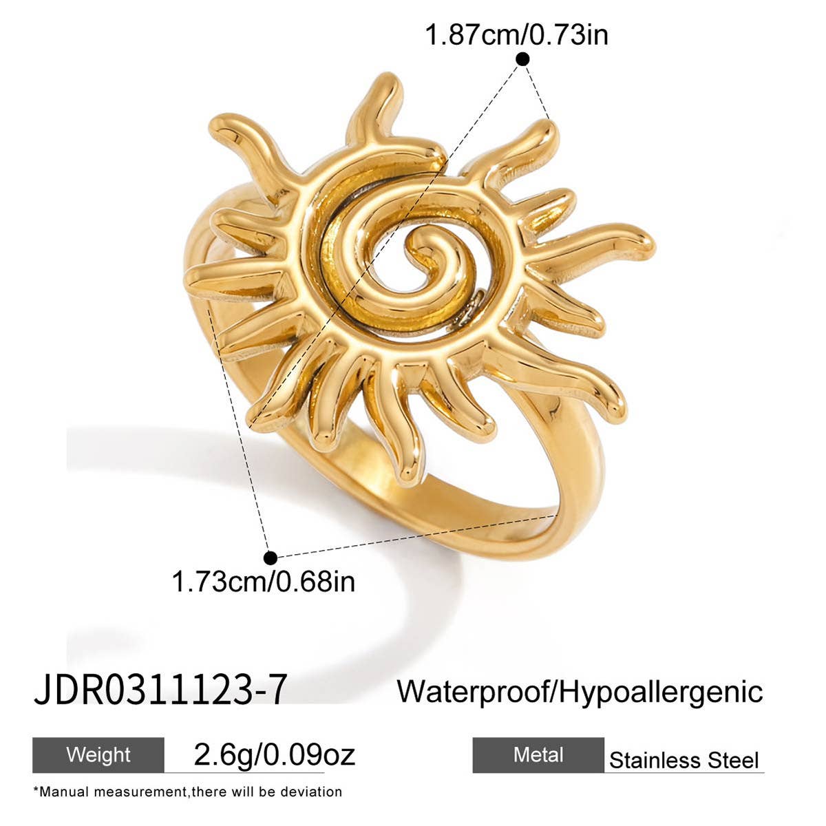 Lyonlee - Spiral Sun Statement Ring
