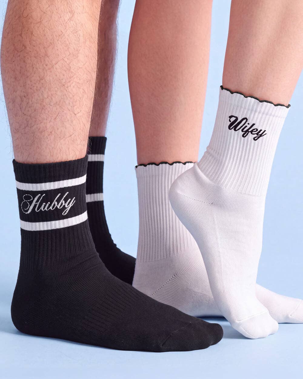 xo, Fetti - Wifey and Hubby Socks | bachelorette, wedding, couples