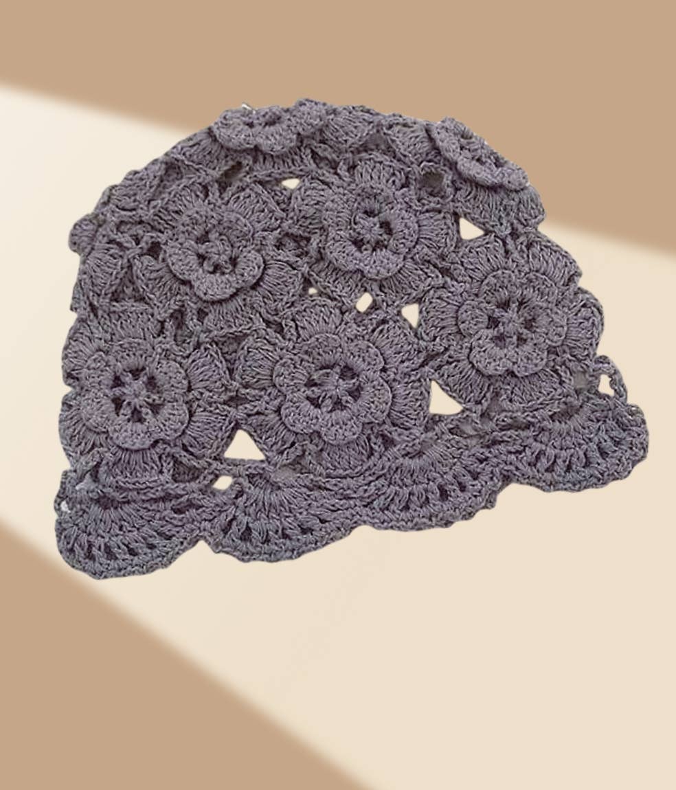 Vintage Hand-Crocheted Floral Dressy Hat