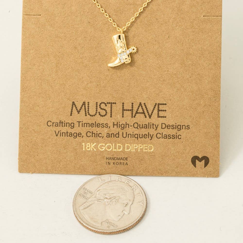 Fame Accessories - Cowboy Boots Pendant Necklace