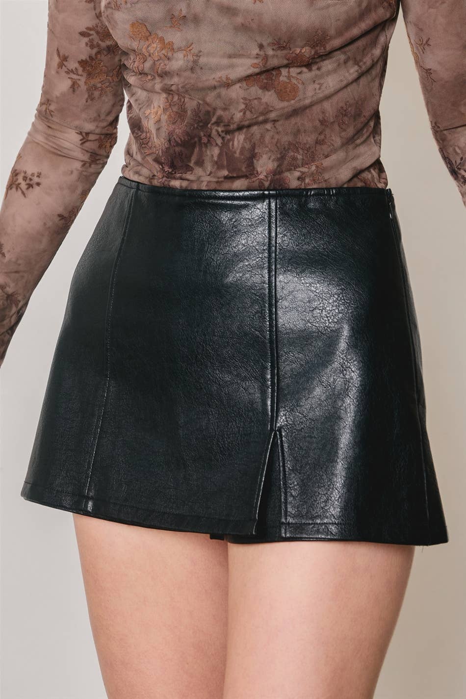 Dress Forum - Faux Leather Slit Mini Skort