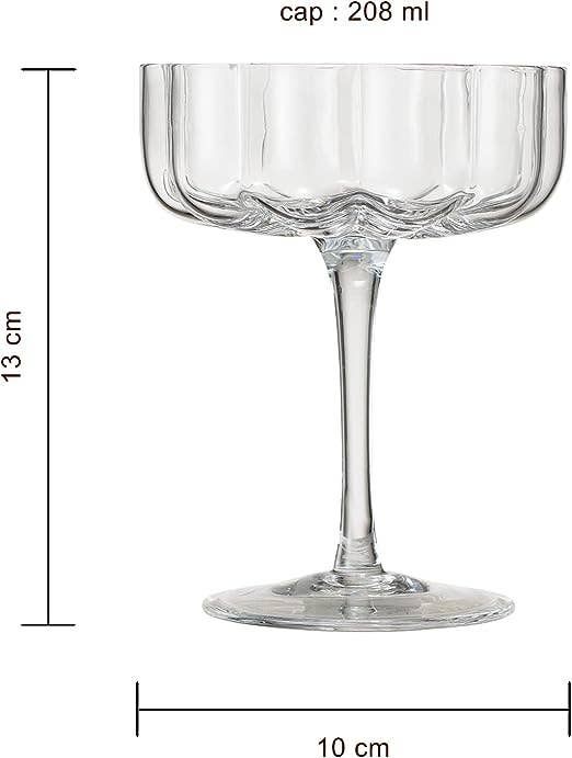 The Wine Savant /  Khen Glassware - Flower Vintage Wavy Petals Wave Glass Coupes 7oz - Set of 2