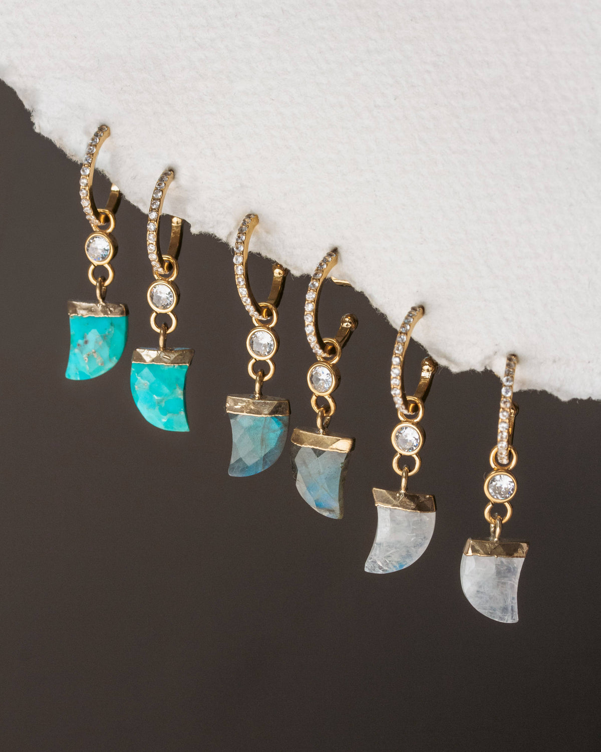 Luna Norte - Castaway Charm Hoops - Moonstone