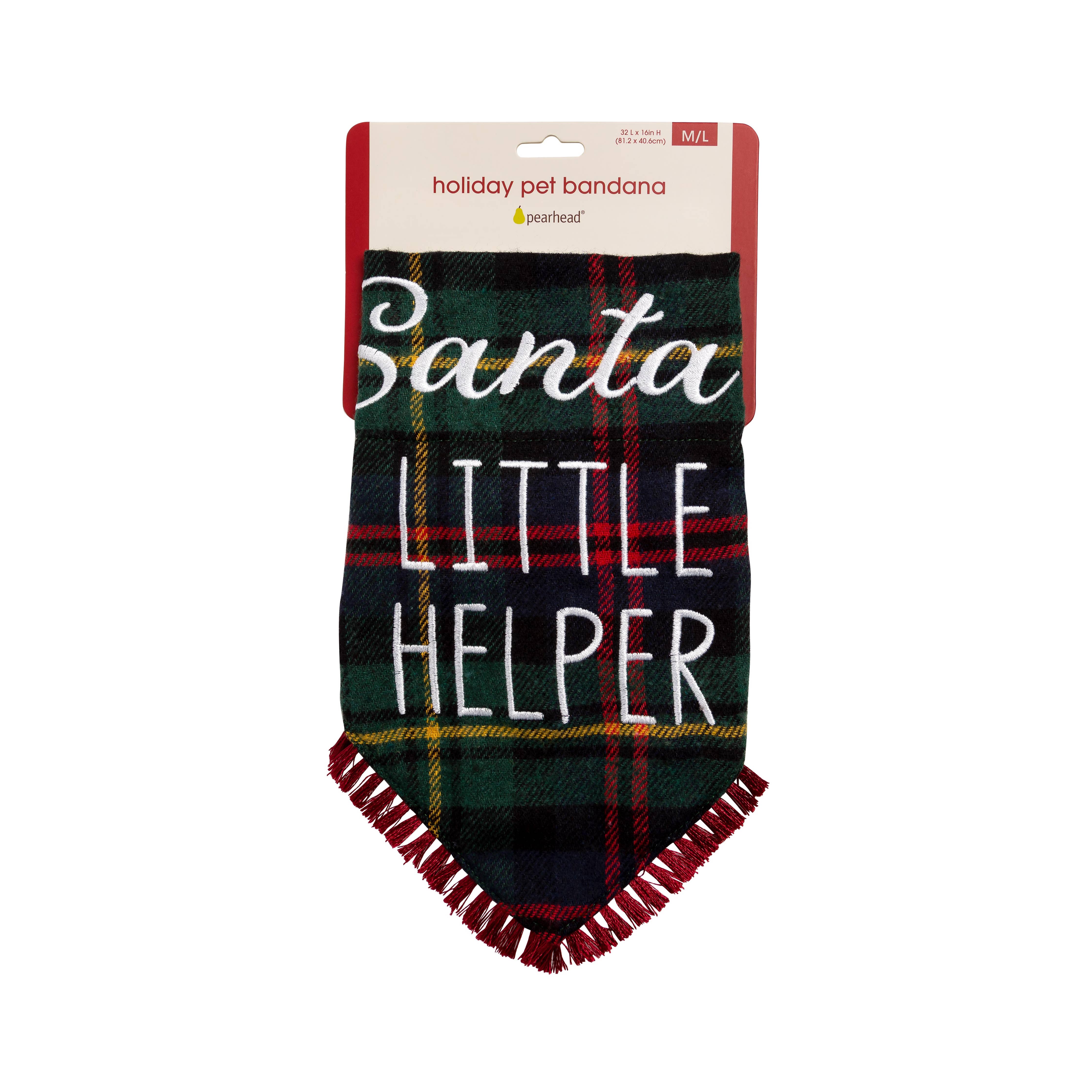 Pearhead - Santa's Little Helper Christmas Dog Bandana, M/L