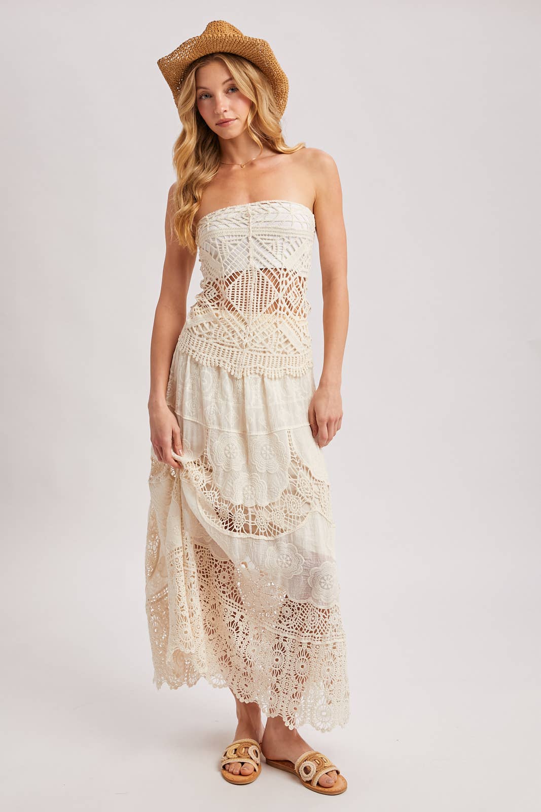 Bluivy - BOHO SHEER LACE MAXI SKIRT WITH LINING