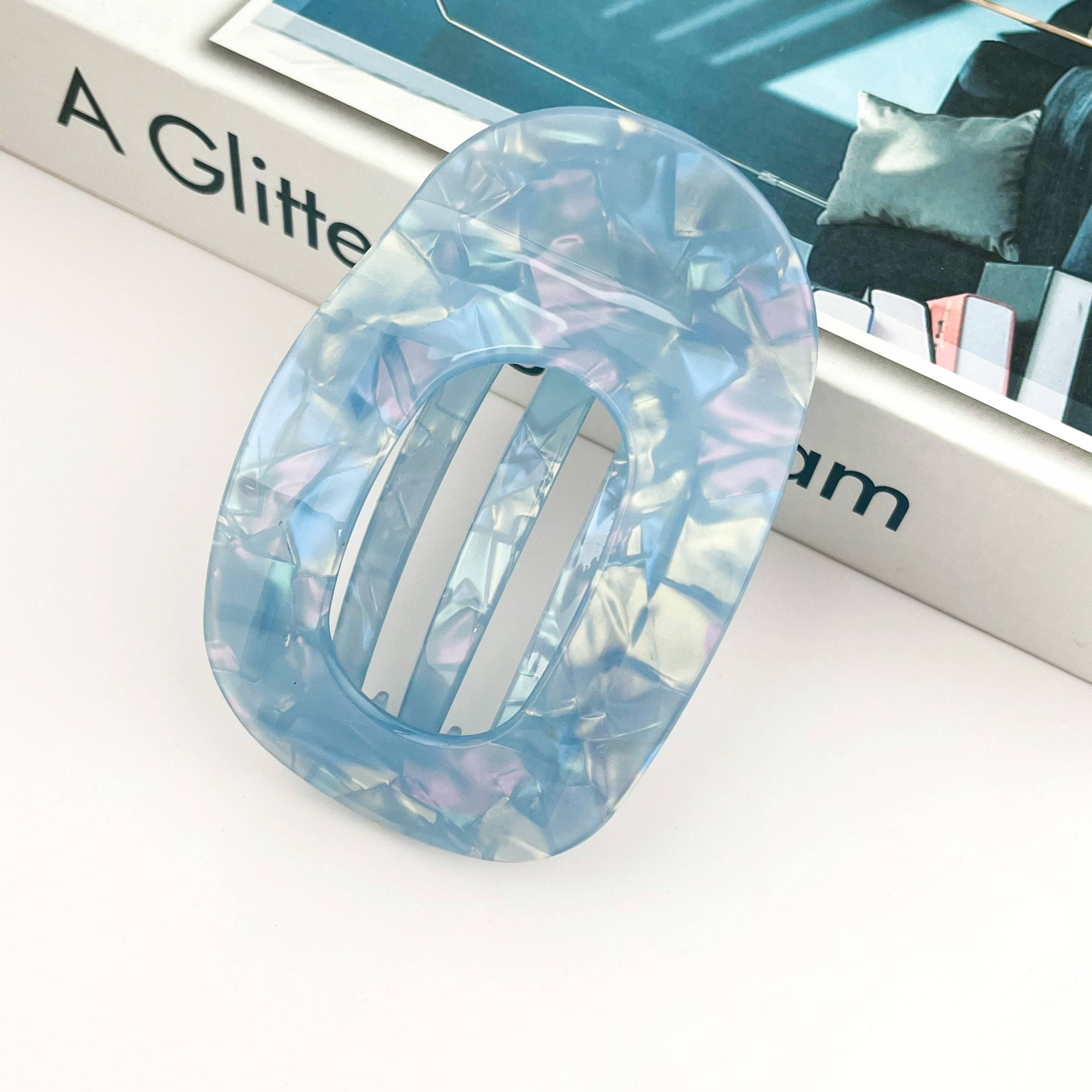 SoapElenGlen - Elegant Flat Oval Hair Clip, Classic Hair Barrette
