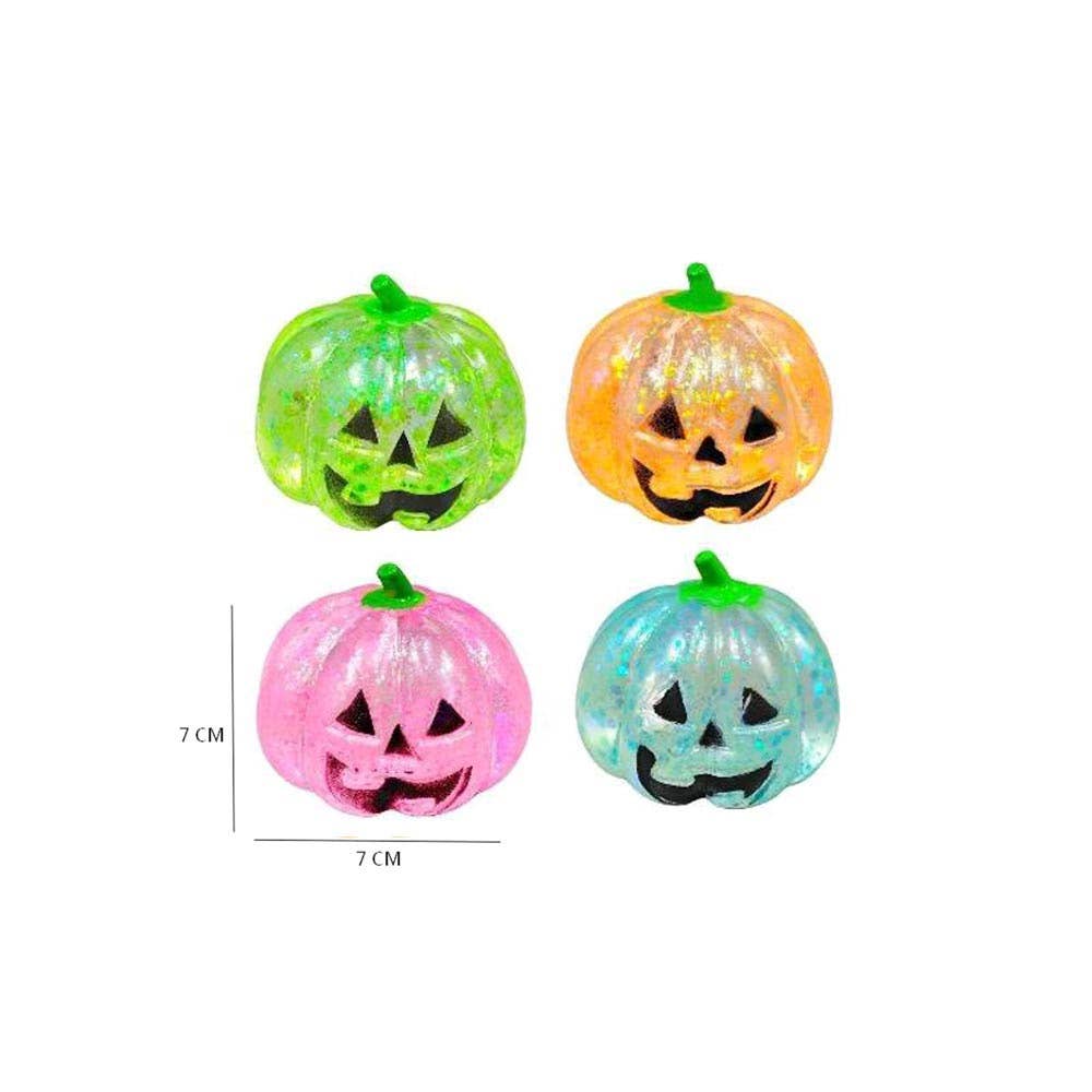 Sensibling Corp. - 12PCS - Glitter Halloween Pumpkin Squeeze Squishy Stress Relief Toy