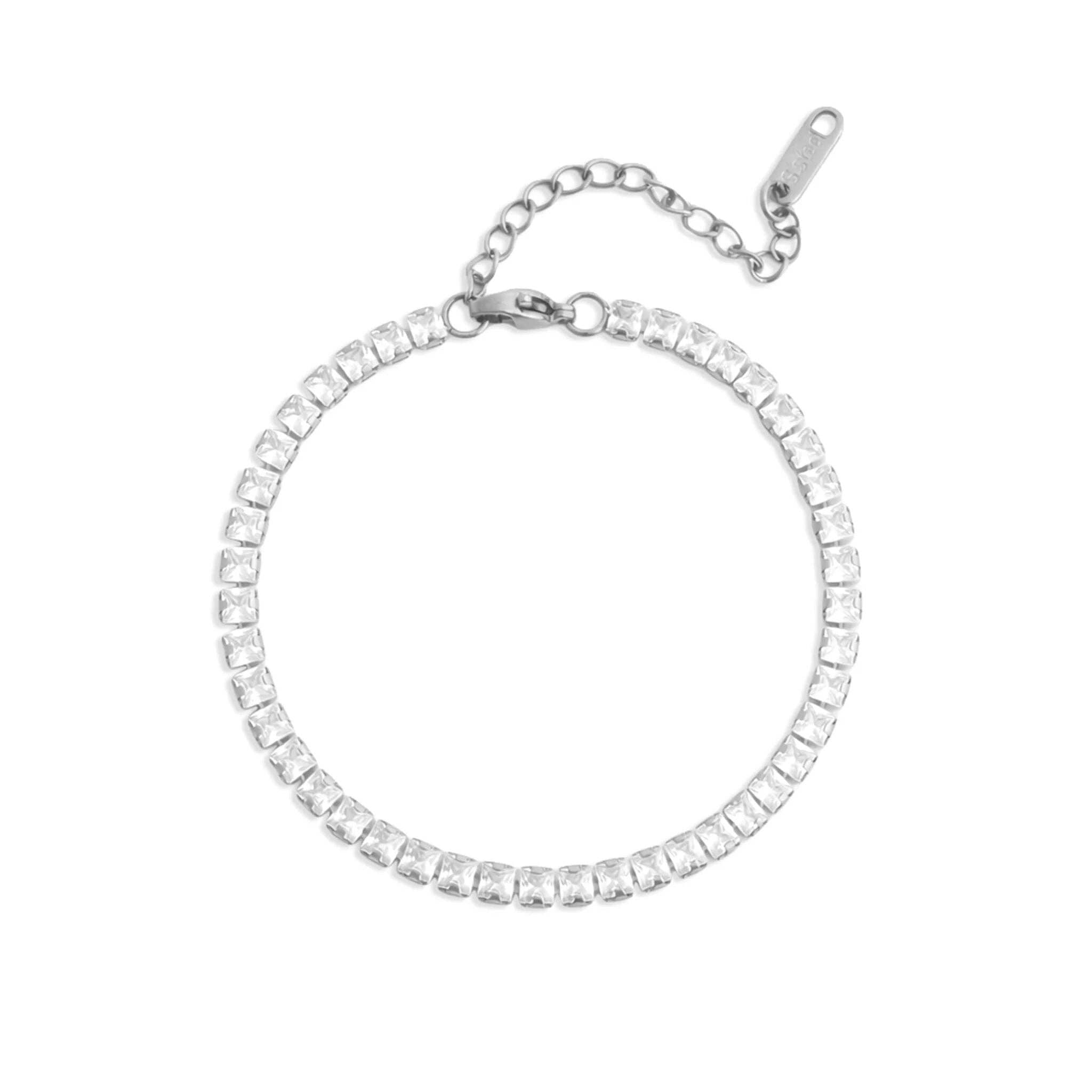WJW - Emerald Cut Cubic Zirconia Stone Tennis Chain Bracelet