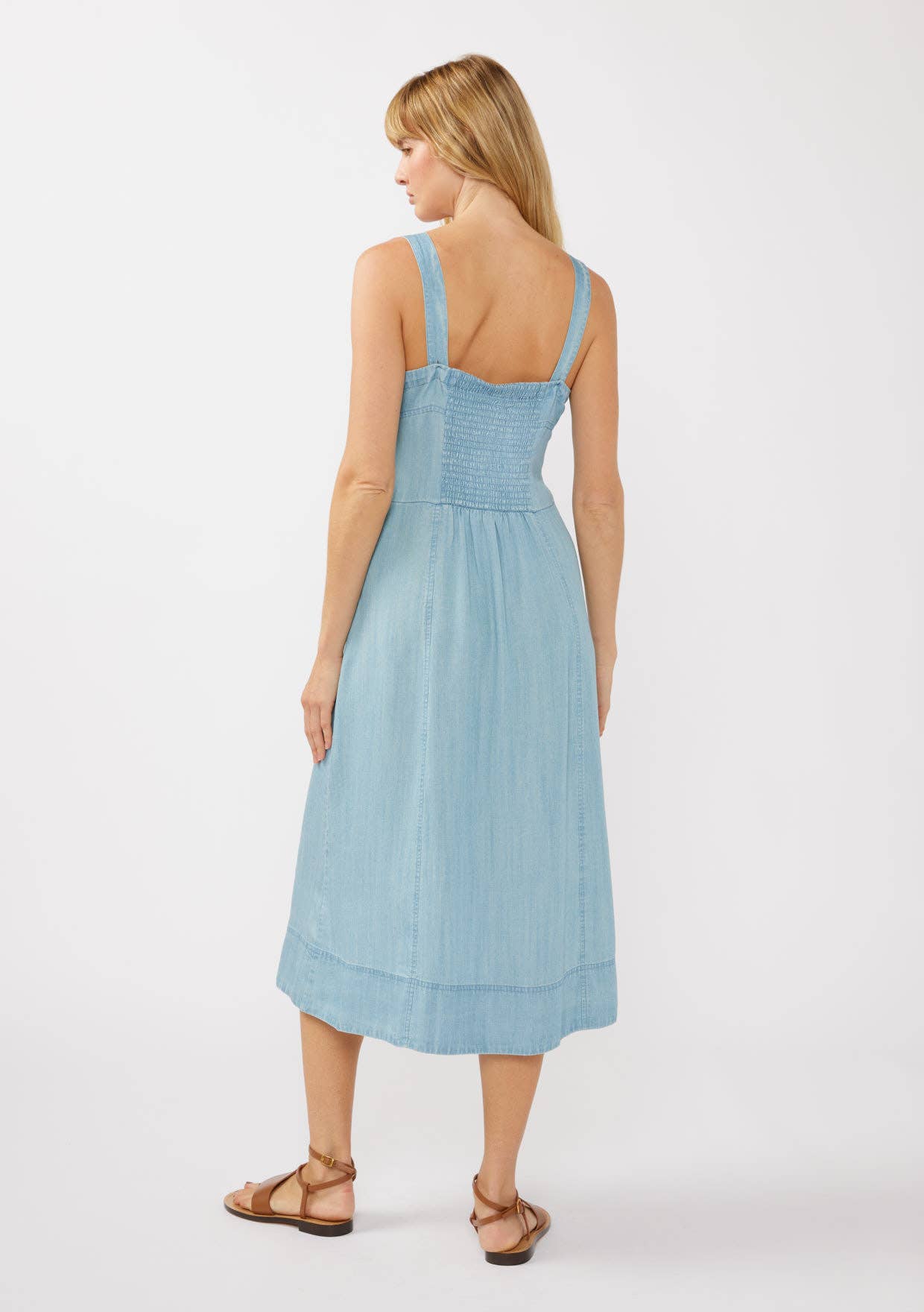 Lovestitch - Square Neck Button Down Corset Midi Dress