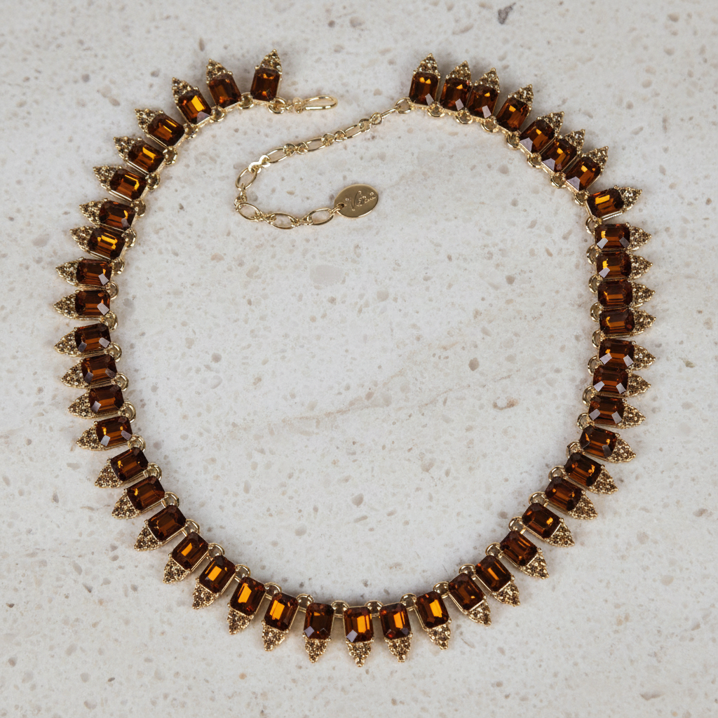 GirlyPirateCo - Vintage Elegant 18K Gold Plated Crystal Choker Necklace