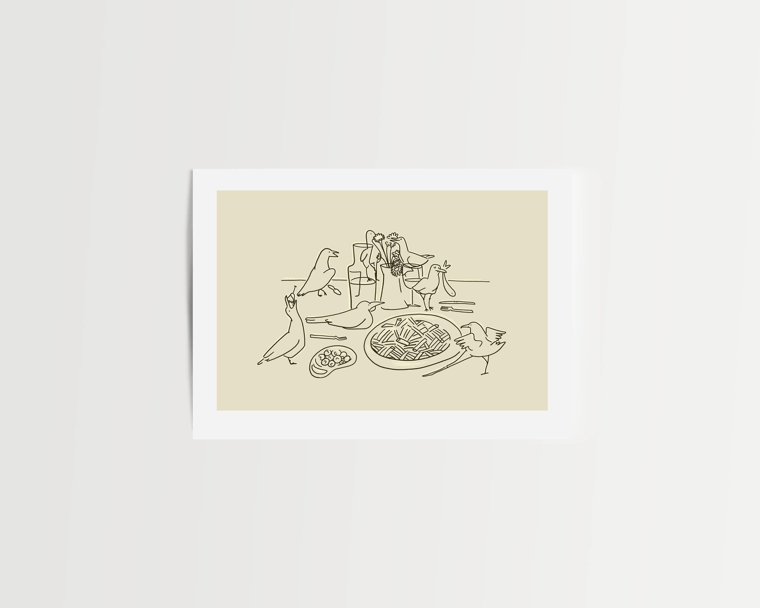 Tumbleweed Design Studio - Seagull Dinner Minimal Coastal Beach Decor Wall Art Print