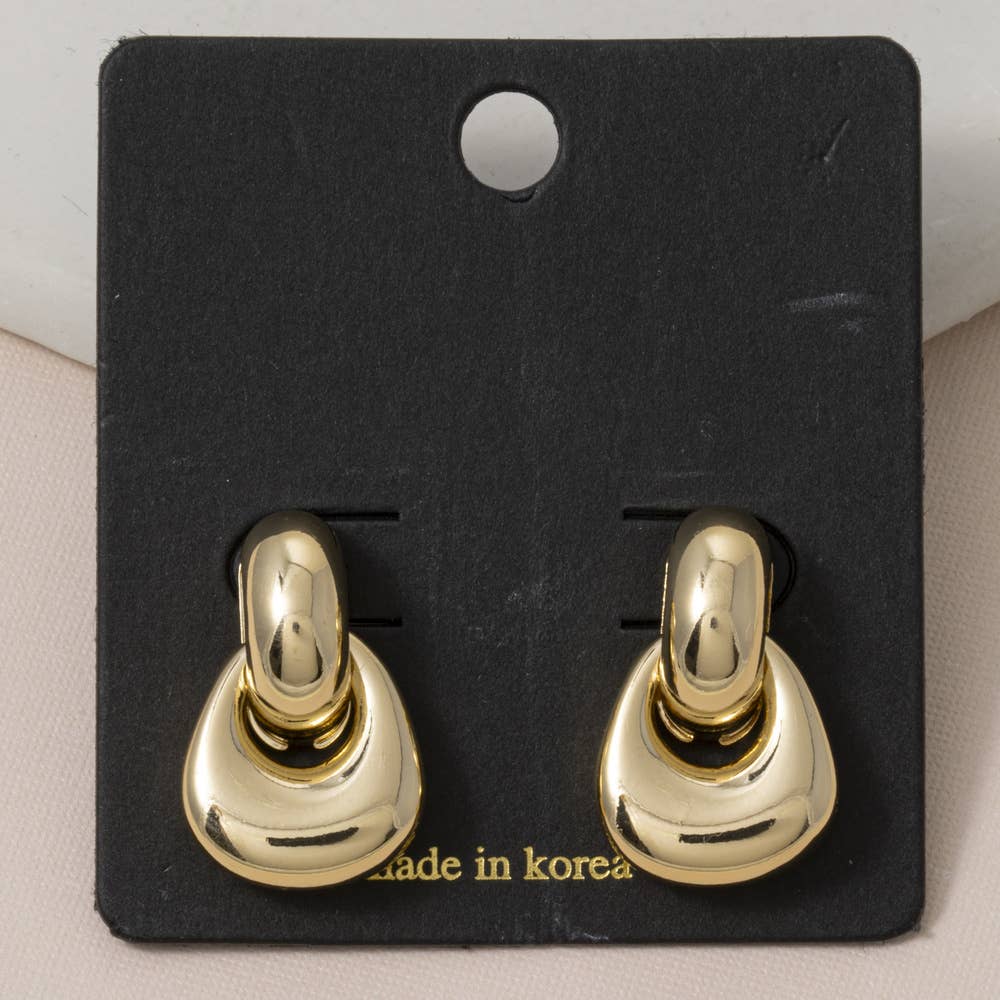 Fame Accessories - Chunky Puffy Doorknocker Drop Earrings