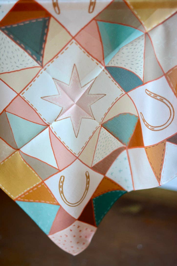 Tirzah Lane Art - Vintage Ranching Patchwork Quilt Silk Wild