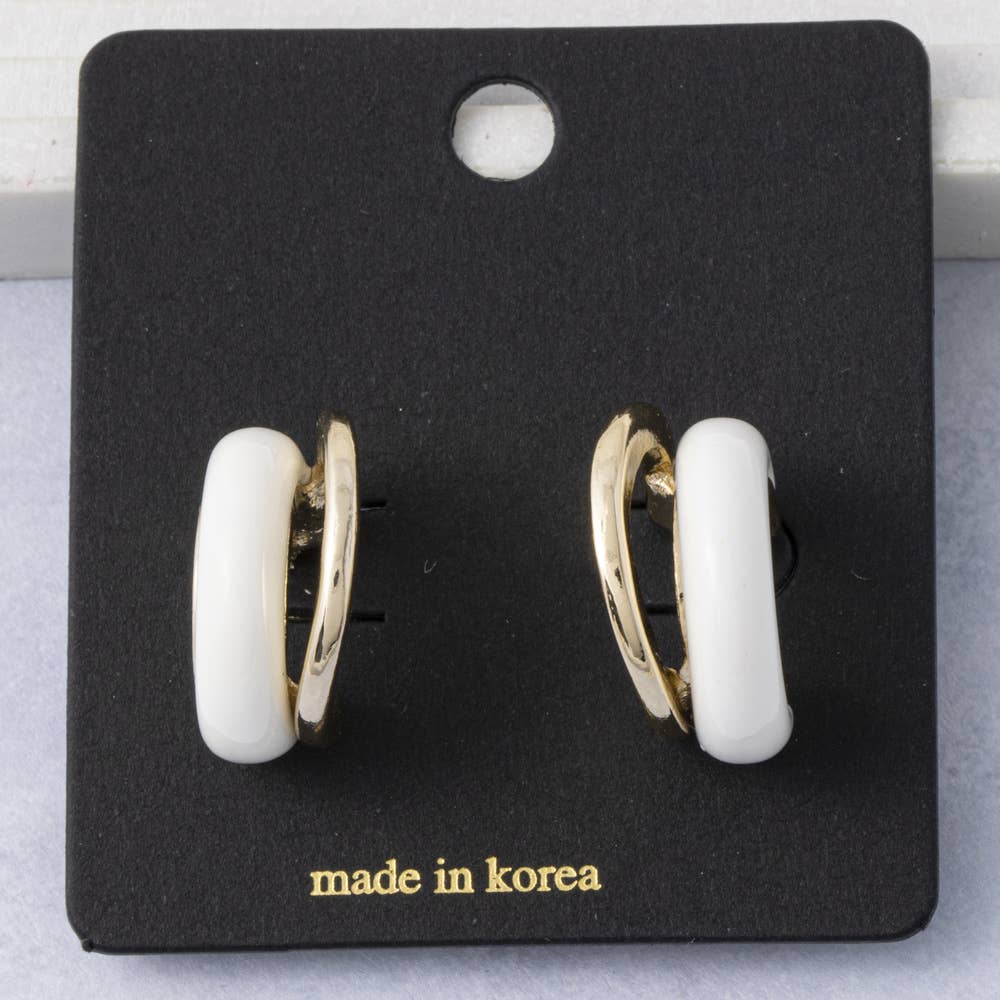 Fame Accessories - Glossy Double Arc Open Hoop Earrings