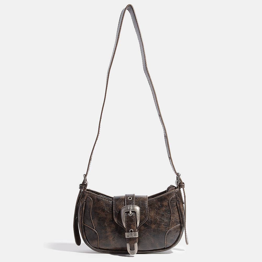 Collections by Fame Accessories - Western Buckle Accent Multi Panel Shoulder Bag