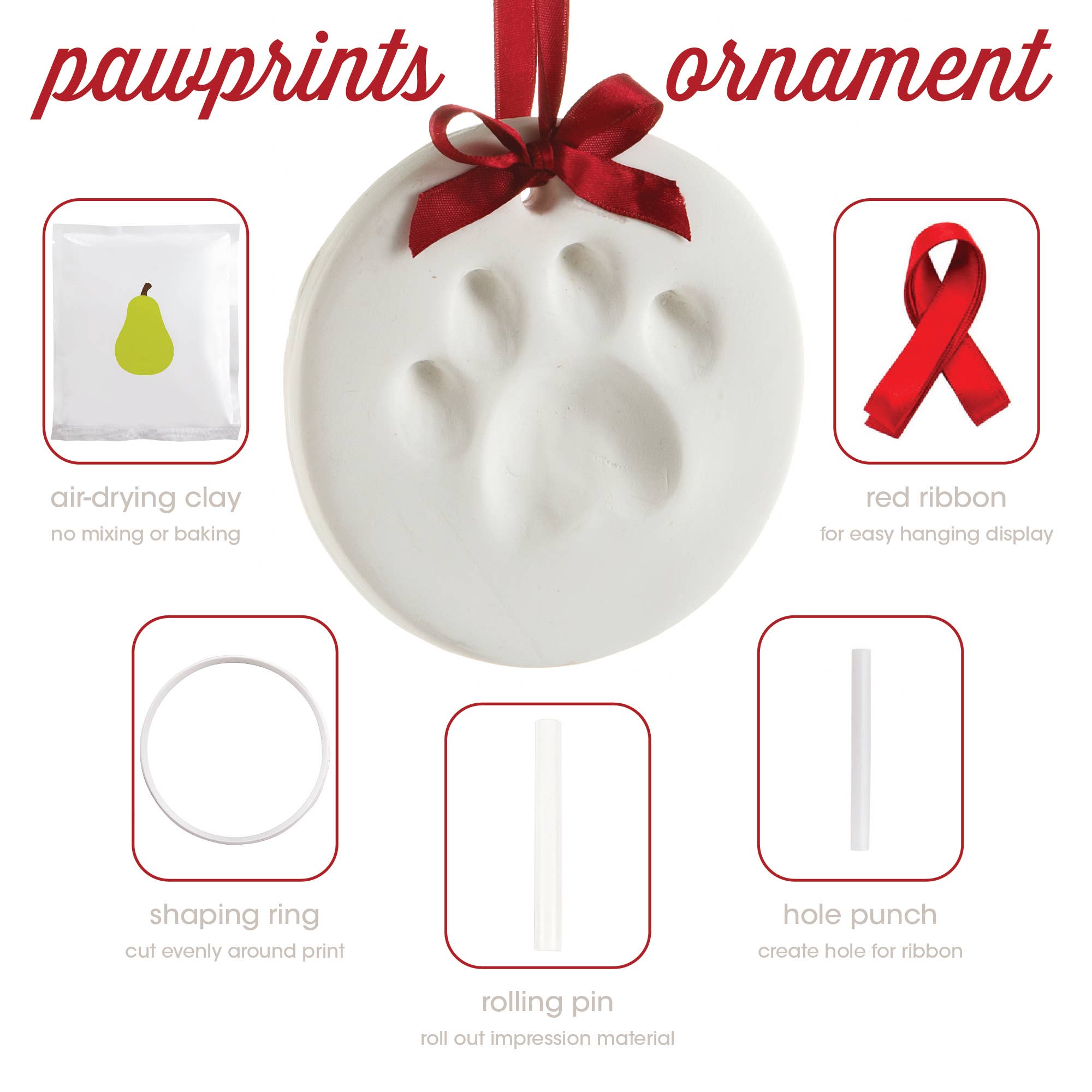 Pearhead - Pet Pawprint Christmas Keepsake Ornament