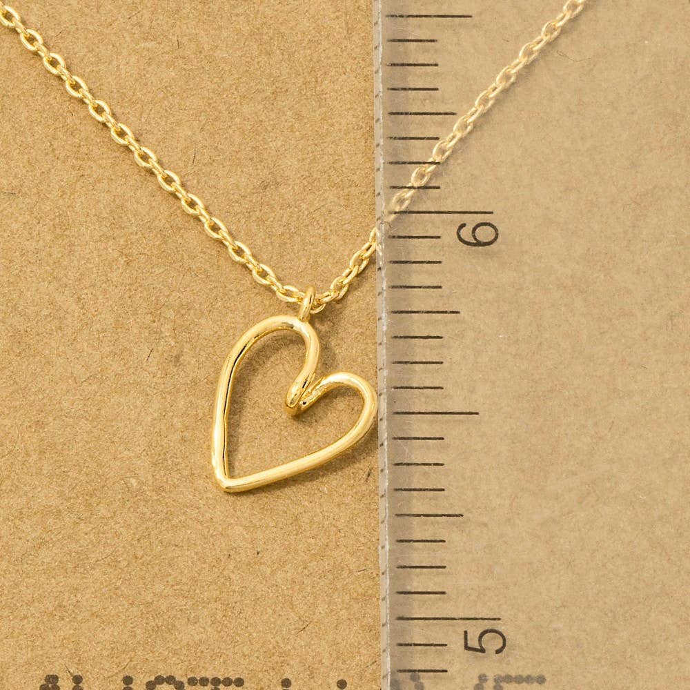 Fame Accessories - Gold Dipped Wire Heart Pendant Necklace
