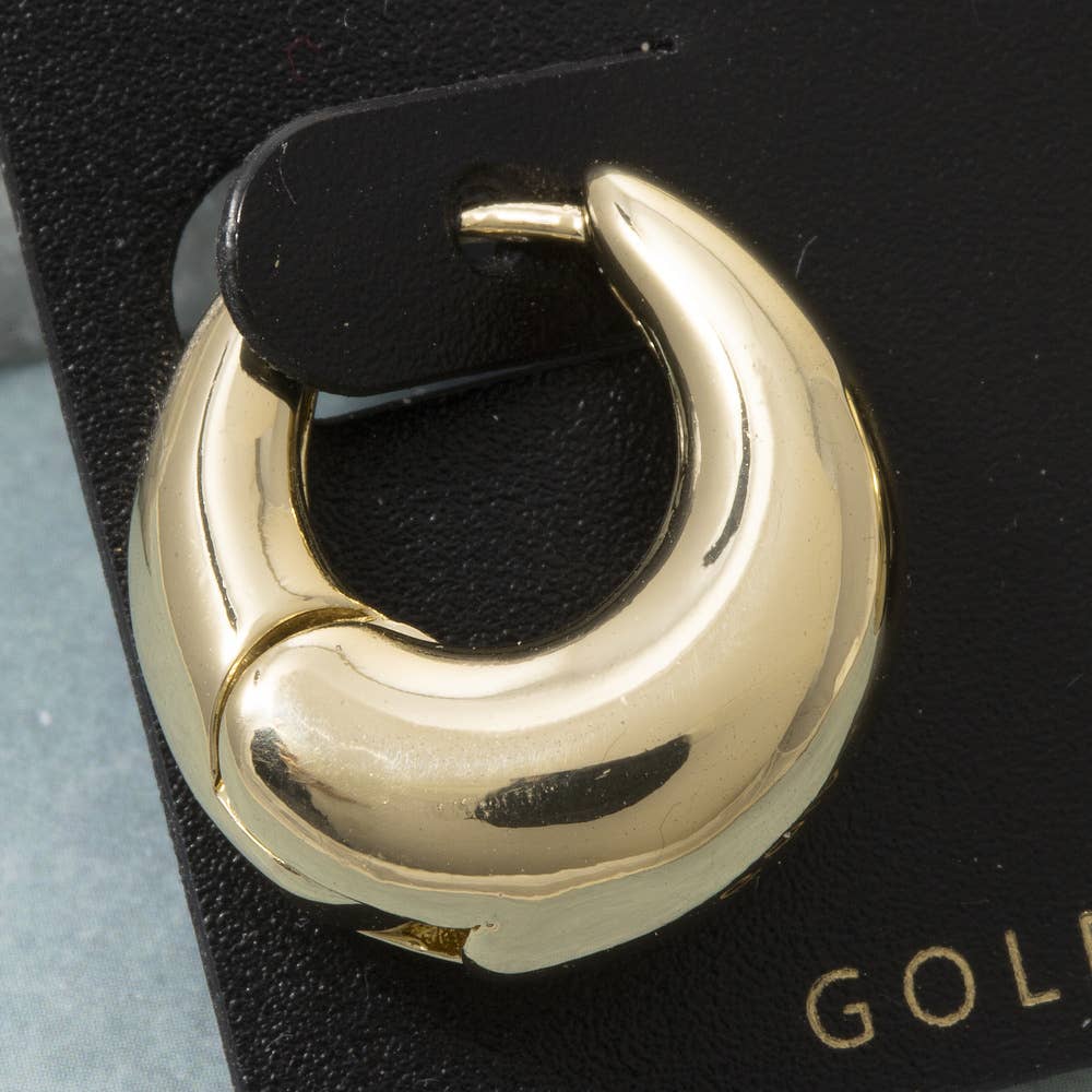 Fame Accessories - Gold Dipped Chunky Dome Huggie Hoop Earrings